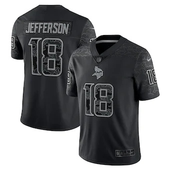 mens nike justin jefferson black minnesota vikings rflctv l